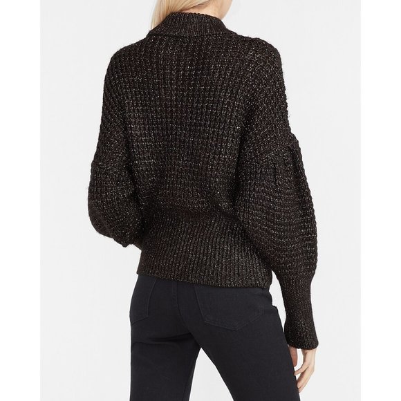 Express Chunky Balloon Sleeve Mock Neck Sweater S - Picture 2 of 3